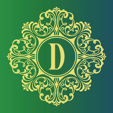 Antique Style Monogram Logo Design with Decorative Swirls vintage ornament