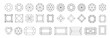 Diamond shape outline set. Gem collection thin line. Jewel symbol in linear style. Crystal, gemstone black contour icons design isolated. PNG