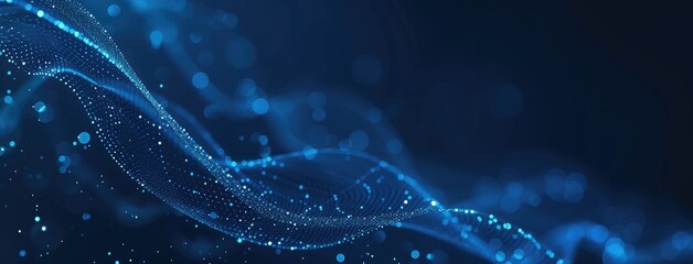 Wall Mural - Futuristic Blue Particle Wave Technology Background