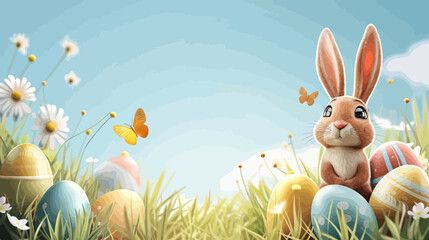 Easter Bunny and Easter Eggs Background