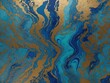 gilded gold and blue water marbled paper background