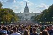 © Joaquin Corbalan - A photo of a massive group of people gathered in front of the Capitol building, observing Constitution Day.