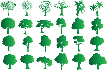 Wall Mural -  Diverse tree Silhouette collection for nature, environment, Forest, park, outdoor design elements