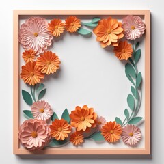 A creative square frame adorned with a three-dimensional paper cutout floral design