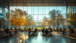 © EduLife Photos - Students Socializing in Outdoor University Courtyard. University students engaging in conversation at outdoor tables in a sunlit courtyard surrounded by modern architecture.