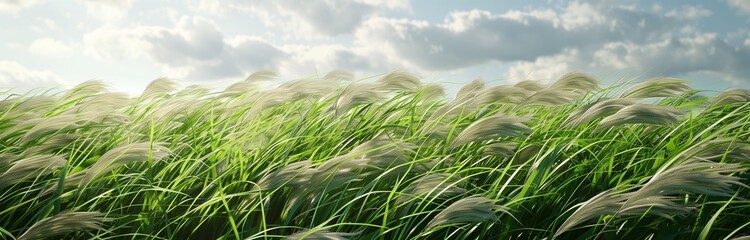 Wall Mural - field go decorative grass on a windy day 