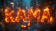 KAMA font burning with flames