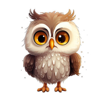 A very cute owl with big eyes png / transparent