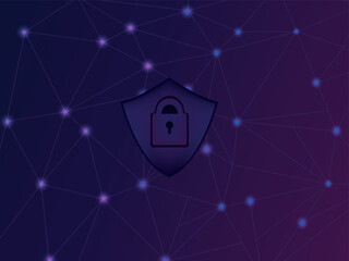 social media and security concept. shield security concept. Security cyber digital with Social Global network background 