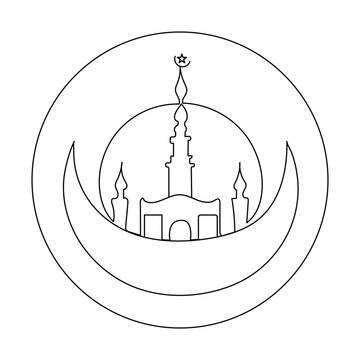 Ramadan Related single line art. Outline Symbol Vector Illustration.