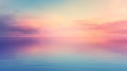  Serene Sea Horizon, Placid Calm Water Sunrise on the Ocean with Colorful Sky