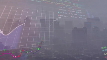 Poster - Animation of financial data processing over landscape