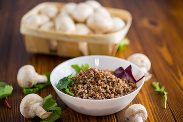 Sticker - cooked buckwheat in a bowl