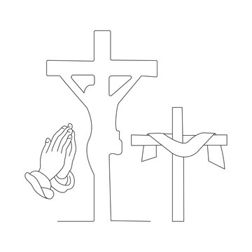 Jesus Christ sketch good Friday continuous single line outline vector