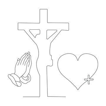 Jesus Christ sketch good Friday continuous single line outline vector