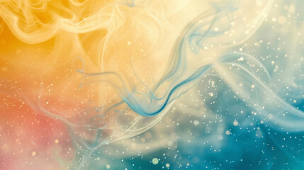 Abstract blue and pink wave with bokeh effect. Colorful art pastel blue and pink wavy ink lines fairytale background.