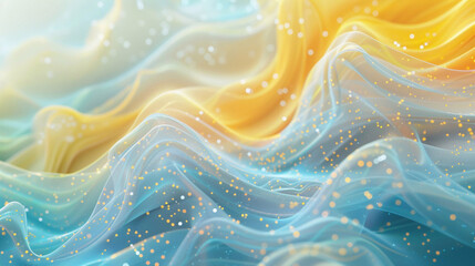 Abstract blue and pink wave with bokeh effect. Colorful art pastel blue and pink wavy ink lines fairytale background.