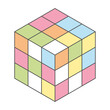 © Kateliusto - cube 3d cute style, combination puzzle, flat color vector illustration