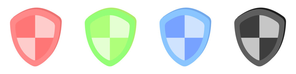 Poster - Shields vector icon set. Vector protection symbol. Blank template icons in the shape of a shield. Vector patch shield. Security system symbol. Vector illustration.