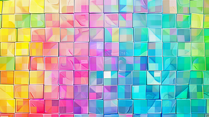 Wall Mural - Abstract background wall of rainbow color mosaic