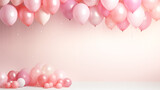 Fototapeta Tęcza - Urodzinowa ściana - tło na życzenia z okazji rocznic, jubileuszów, narodzin, chrztu, ślubu. Dekoracje z balonami, prezentami i girlandami