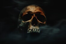 Human Skull On Dark Background