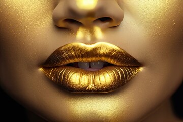 Wall Mural - shiny golden lips