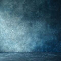 Wall Mural - Blue concrete wall and floor. Empty room with blue textured background.