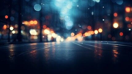 Colorful defocused bokeh lights in blur night background