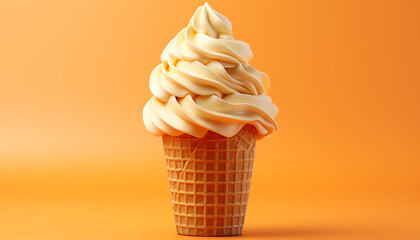 Sticker - Delicious ice cream cone with whipped cream and colorful toppings generated by AI