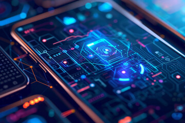 Poster - A close up of a phone with a circuit board on it