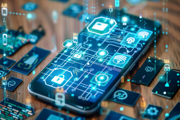 Poster - A smart phone with a lock on the screen