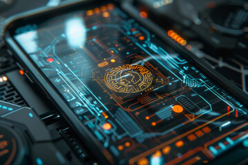 Poster - A computer screen with a greek key on it