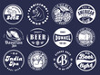 © Casoalfonso - Beer Set of Retro Vintage Beer Badges and Labels for the Design of Brewed Beer in a Craft Brewery. Collection of Premium Quality Beer and Brewery Logos for Pubs and Bars
