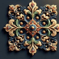 Realistic three-dimensional arabesque ornament vecto