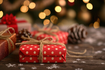 Poster - Colorful festive gifts slide background. Created with Generative AI technology