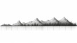 Hand drawn chain of mountains and peaks in black line on white background illustration