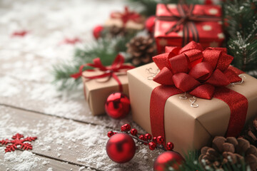 Poster - Colorful festive gifts slide background. Created with Generative AI technology