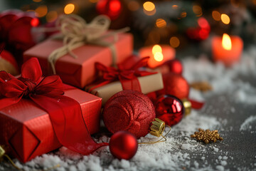 Poster - Colorful festive gifts slide background. Created with Generative AI technology