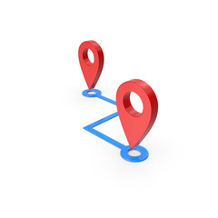 Fototapete - 3D Rendering Realistic PNG Location map pin GPS pointer markers GPS location symbol, maps and navigation apps, red geolocation markers, placemark icons, cartography, and traveler interest symbols