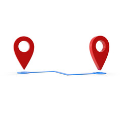 Fototapete - 3D Rendering Realistic PNG Location map pin GPS pointer markers GPS location symbol, maps and navigation apps, red geolocation markers, placemark icons, cartography, and traveler interest symbols