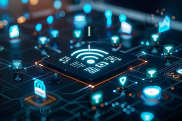 Poster - A computer chip with a wifi symbol on it