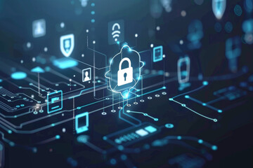 Poster - A computer screen with a padlock in the middle