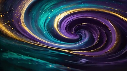 Wall Mural - Abstract spiral galaxy swirl blue, purple and golden slow motion movement