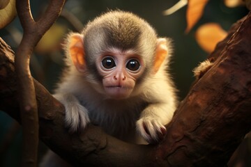 Wall Mural - A cute baby monkey