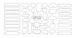 set of hand drawn bubbles, bubble chat, text frame, speak bubble line, monochrome, flat