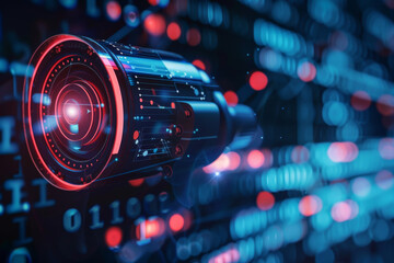 Poster - A computer generated image of a camera with a binary background