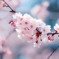 Poster - Soft-focus image of a blooming cherry blossom tree