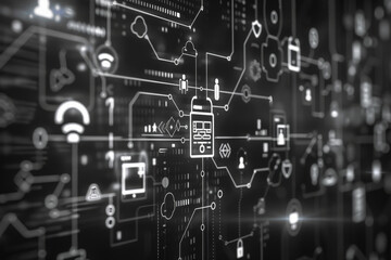 Poster - A circuit board with a cell phone icon in the middle