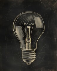 light bulb drawing man inside chalkboard studious interconnections gaslight symbolization patent registry